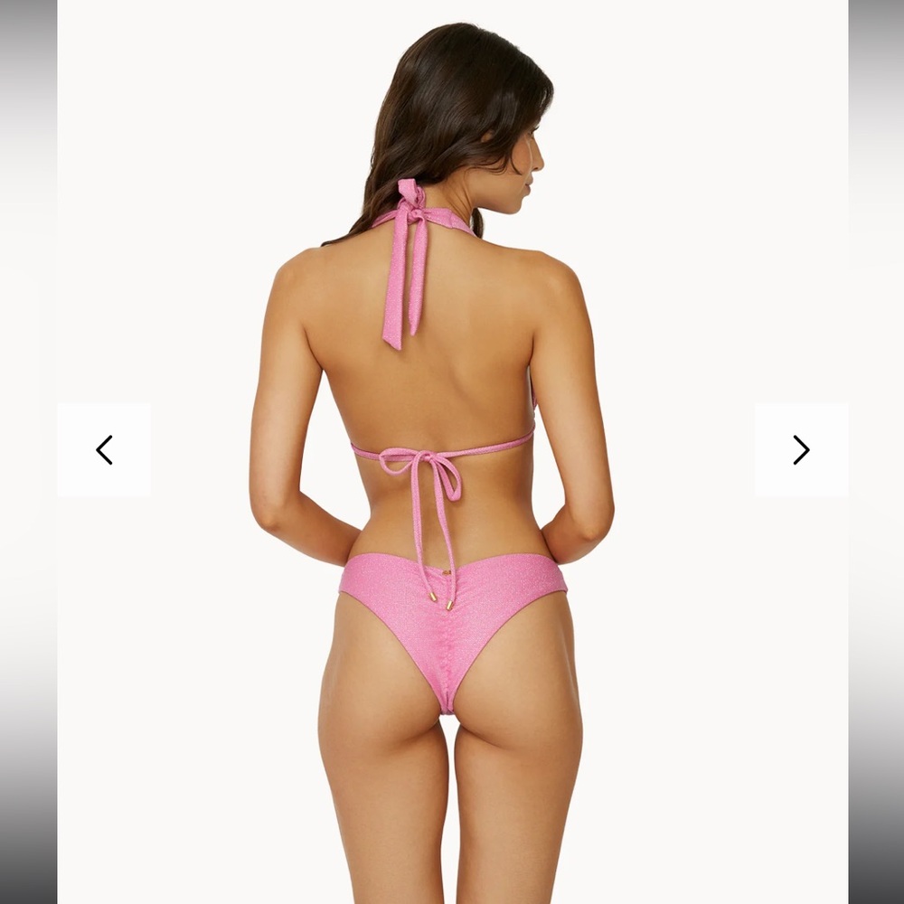 NWT PQ pink sorbet foil ruched back Teeny bikini bottoms size XL